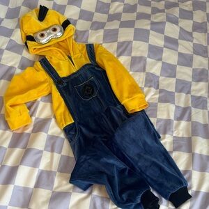 Minion Yellow and Blue Overalls with Hoodie